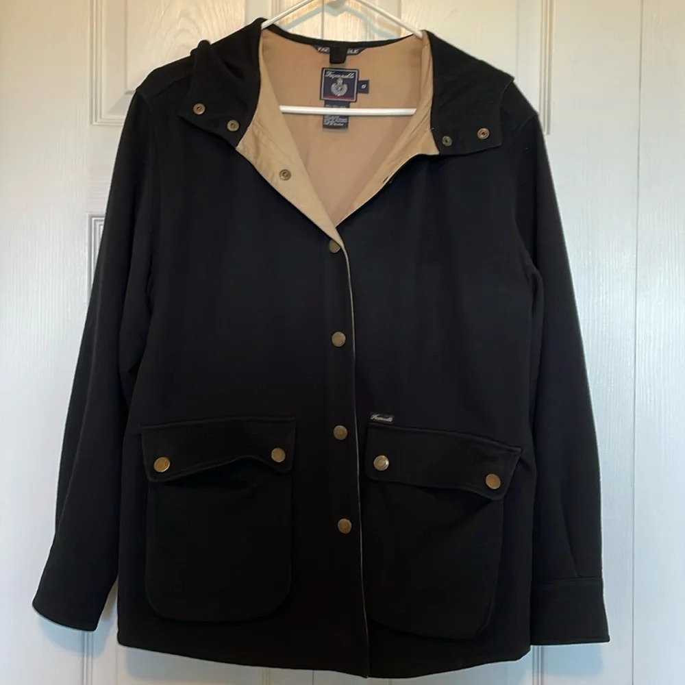 Mens Faconnable Sz S 100% wool jacket/coat hooded cuffed sleeves 2 pockets snaps